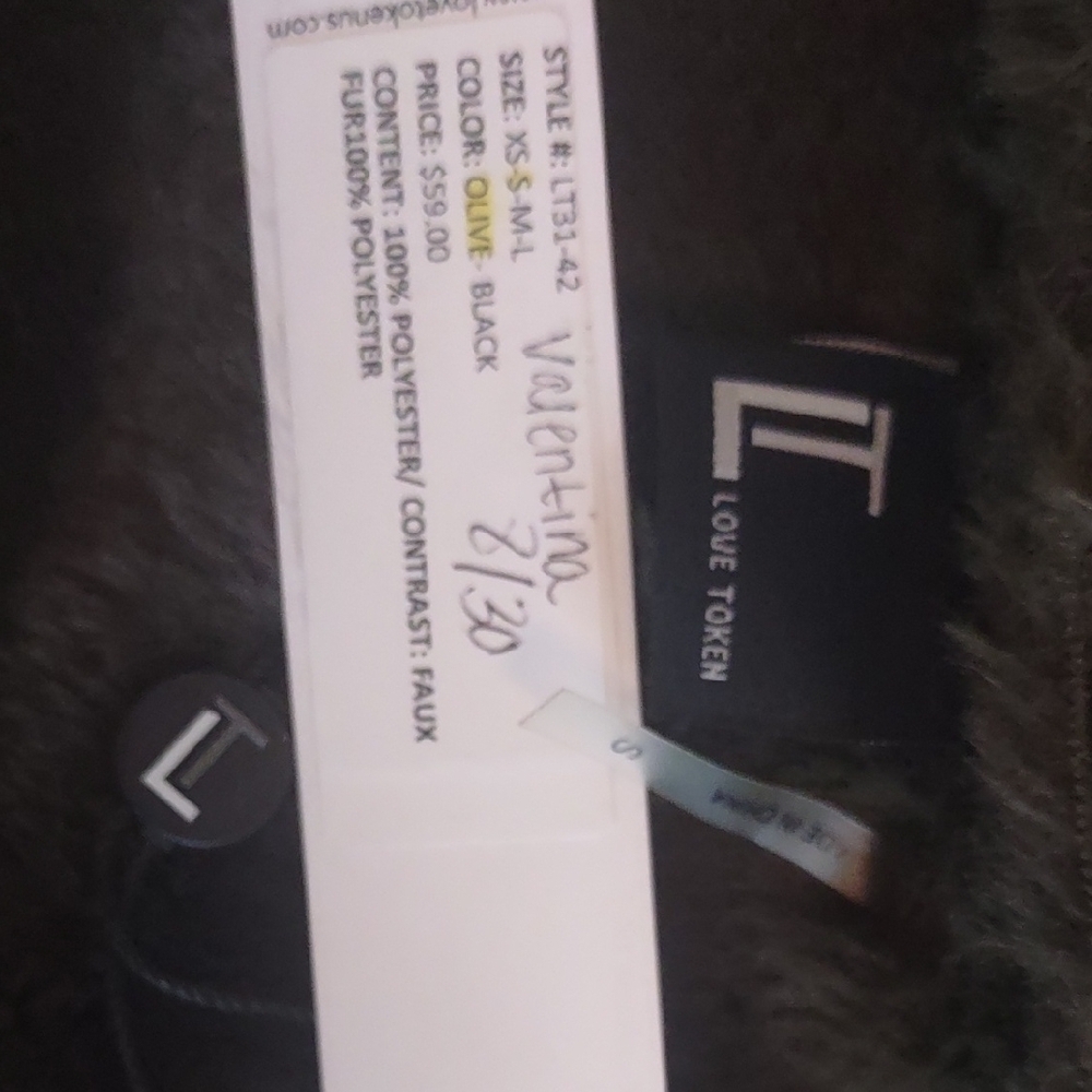 Love Token Olive Green Soft Suede-like Rabbit Fur Collar with Metal Stud Detail - Picture 8 of 13